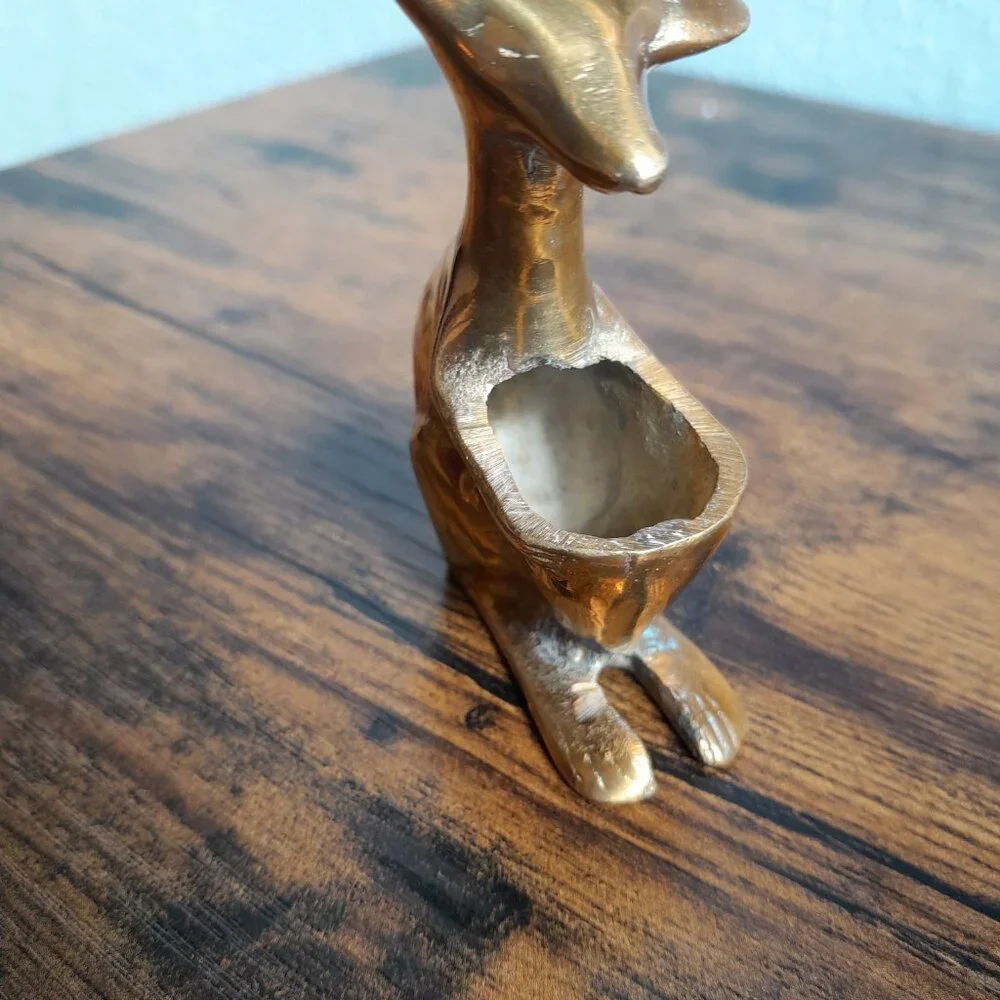 Vintage Brass Kangaroo 3" Incense Burner Miniature with Pouch Pocket Figurine - Picture 5 of 11